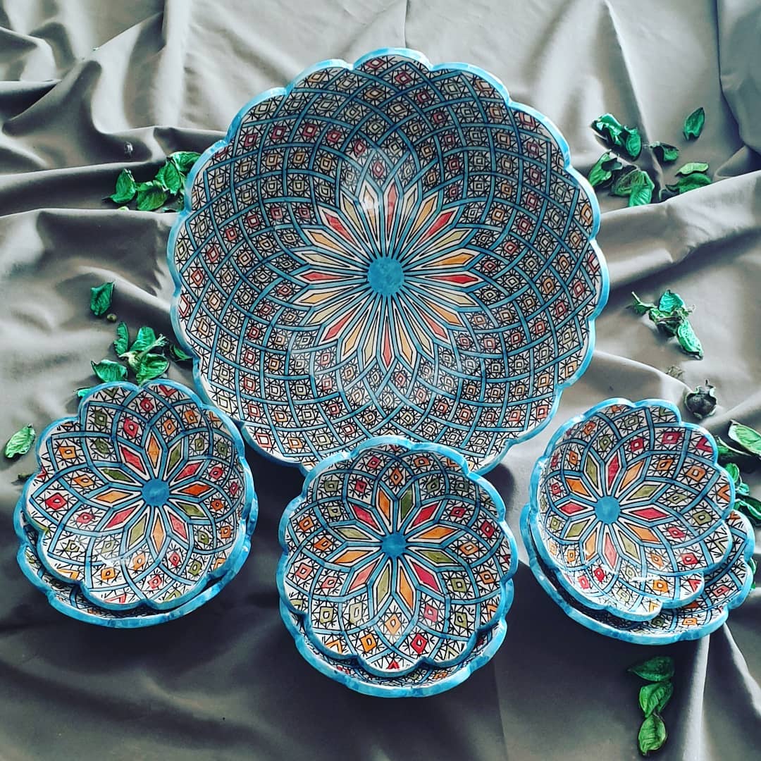 Moroccan Handmade Floral Bowl Set (7 Pieces)