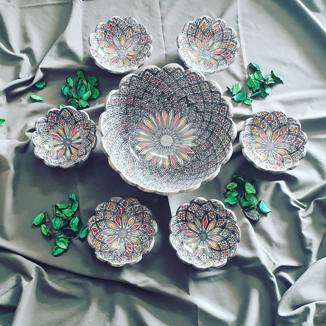 Moroccan Handmade Floral Bowl Set (7 Pieces)