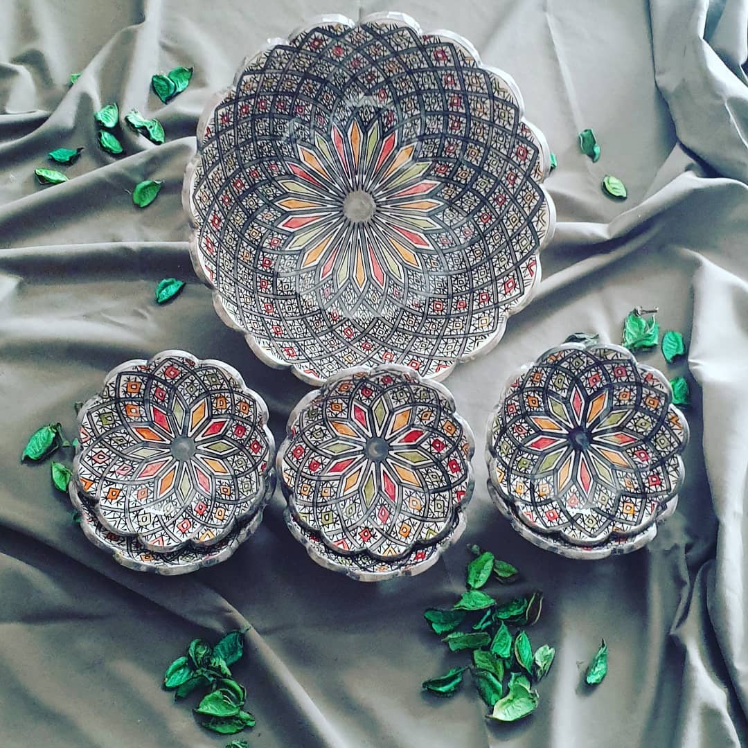 Moroccan Handmade Floral Bowl Set (7 Pieces)