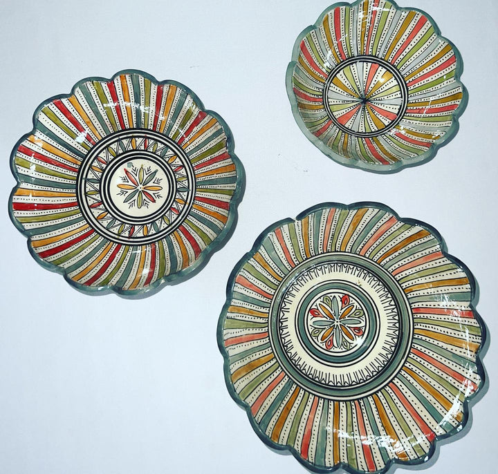 Moroccan Hand-Painted Ceramic Decorative Bowls - Set of 3