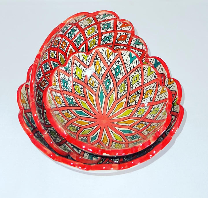 Moroccan Hand-Painted Ceramic Decorative Bowls - Set of 3