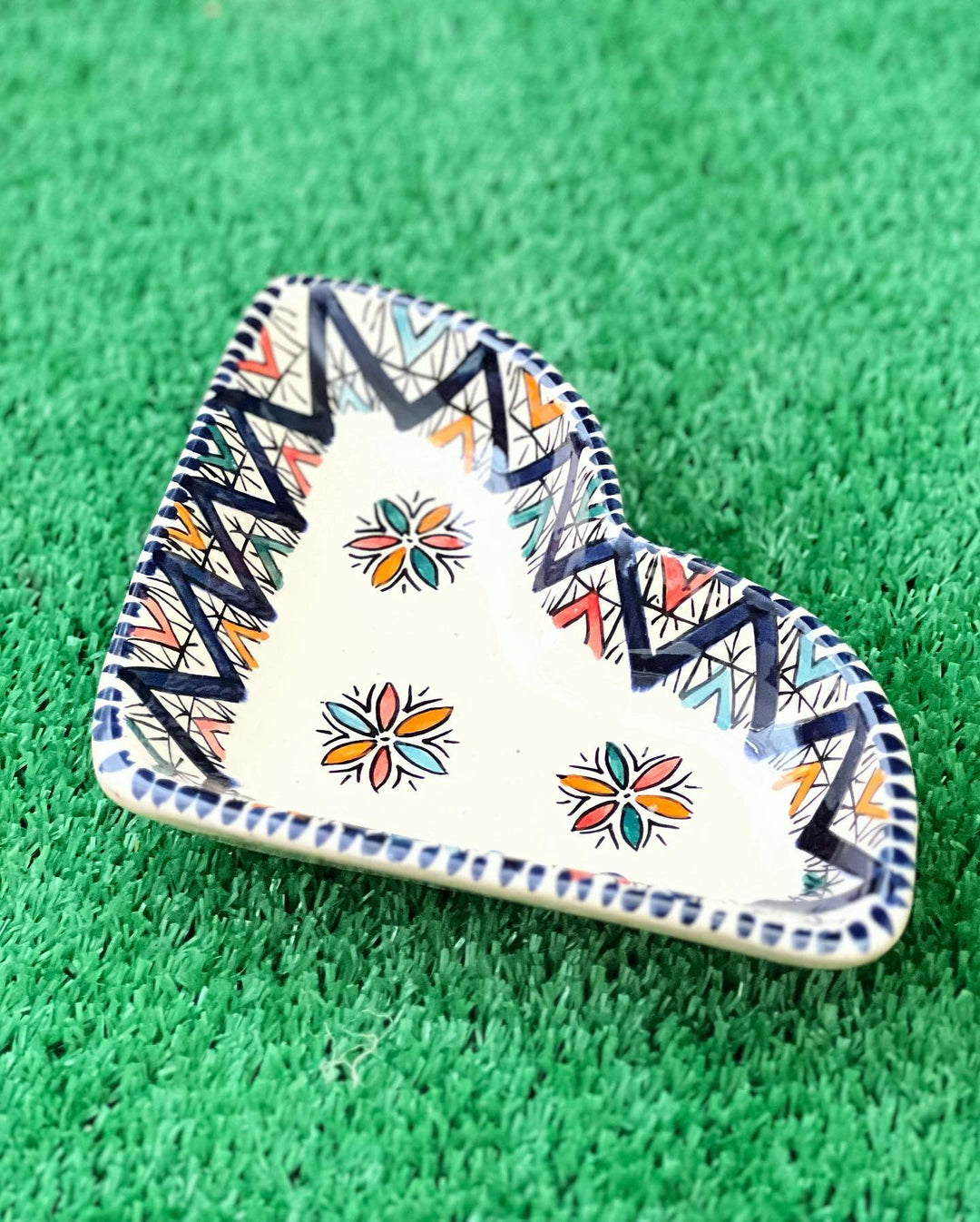 Moroccan Hand-Painted Ceramic Appetizer Platter Set - Star Design