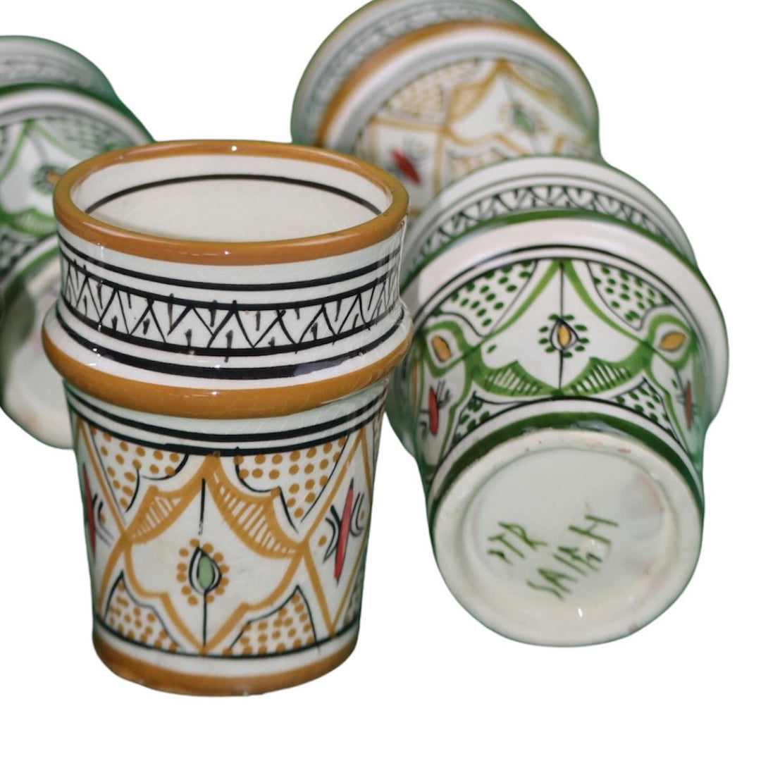 Set of 6 Moroccan Handmade Ceramic Tea Glasses